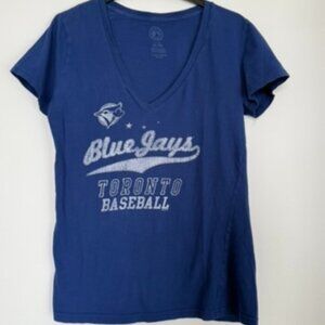 Toronto Blue Jays V-Neck Graphic Tee | MLB Baseball Fan Shirt | Blue | XL